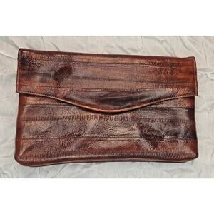 Eel Skin Genuine Leather Wallet Red Brown Elan Of California